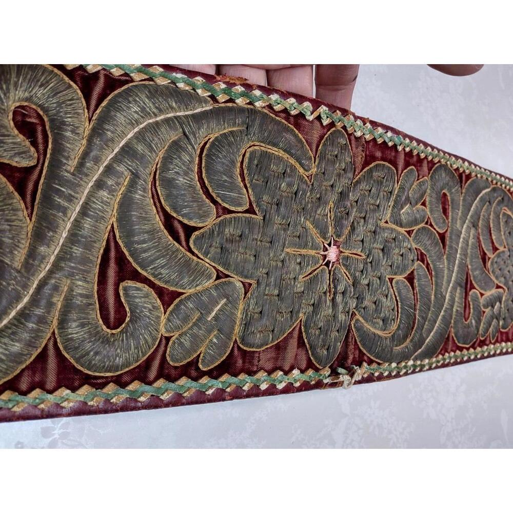 Antique Belt Medieval Renaissance Studded Jeweled Velvet Gold MUSEUM WORTHY - Picture 2 of 16